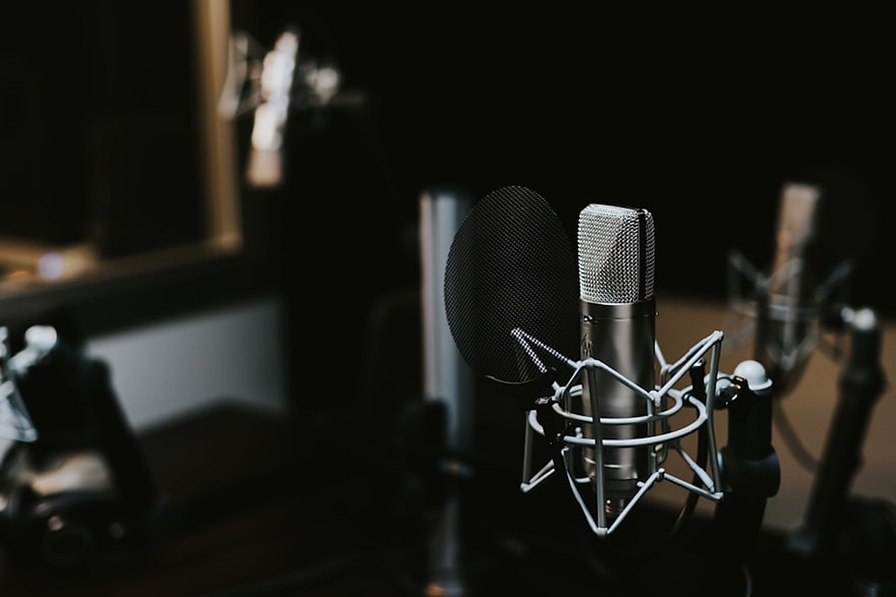 Studio microphone ready for a commercial voice session